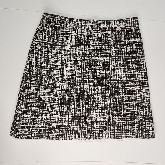 Kate Spade Skirt Size 10 Classsic Black White Abstract Geometric Grid Career - Picture 1 of 8